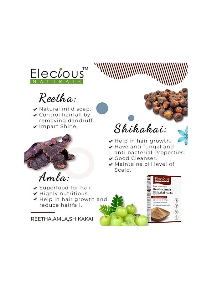 Elecious Naturals Amla, Reetha, Shikakai Powder for Hair - Image 4