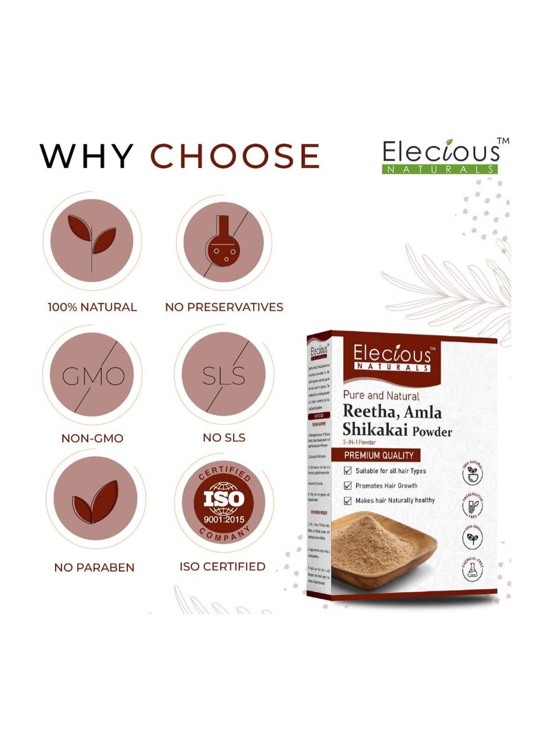 Elecious Naturals Amla, Reetha, Shikakai Powder for Hair - Image 2