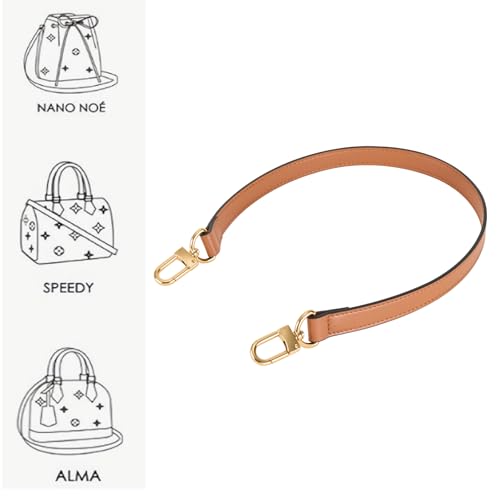 RICLVS Vachetta Leather Replacement Bags Wide Strap Shoulder Short Brown Straps for Speedy Graceful pochette Diane or Handbag (Brown) - Image 3