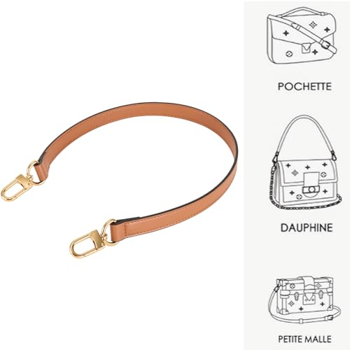 RICLVS Vachetta Leather Replacement Bags Wide Strap Shoulder Short Brown Straps for Speedy Graceful pochette Diane or Handbag (Brown) - Image 4