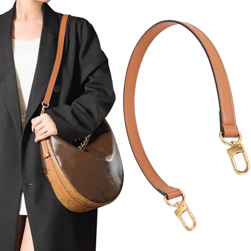 RICLVS Vachetta Leather Replacement Bags Wide Strap Shoulder Short Brown Straps for Speedy Graceful pochette Diane or Handbag (Brown) - Image 2