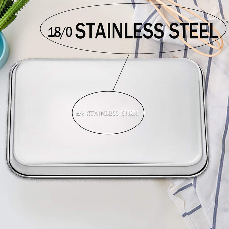 TeamFar Pure Stainless Steel Toaster Oven Pan Tray Ovenware, Big Size 12'' x 10'' x 1'', Rust Resistant & Healthy, Mirror Finish & Deep Edge, Easy Clean & Dishwasher Safe - Image 4