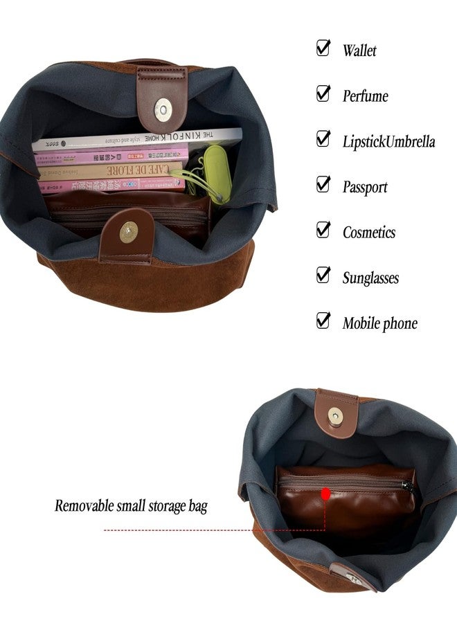 MYHOZEE Suede Tote Bag for Women - Faux Leathe Handbags Set Fashion Handle Bag Large Shoulder Purse Ladies Hobo Bag - Image 5