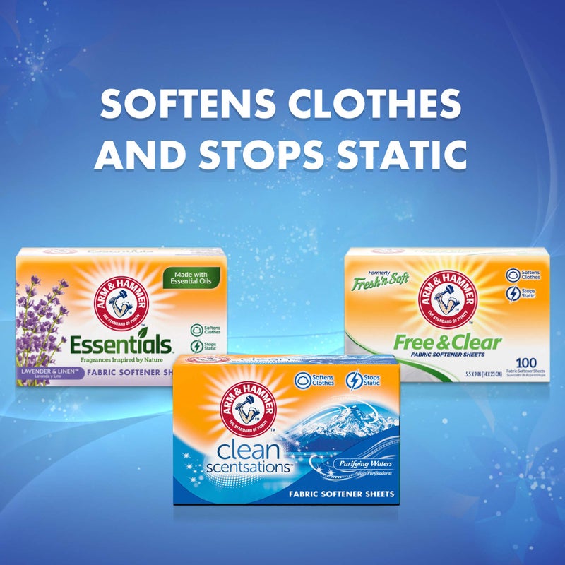 Arm & Hammer Fabric Softener Sheets, 100 sheets, Purifying Waters - Image 4