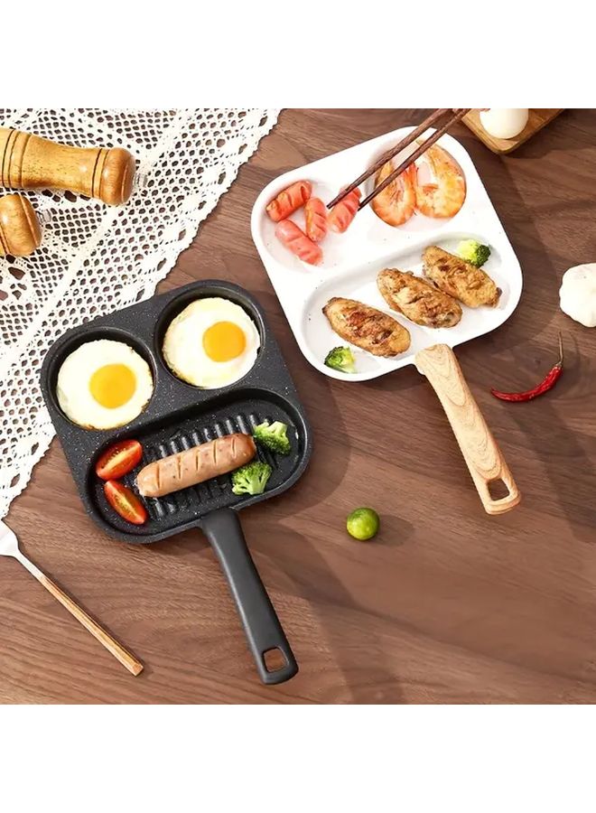 مقلاة سوداء بمقبض ذو حبيبات خشبية، مصنوعة من الحديد الزهر الثقيل، غير لاصقة، مناسبة للبيض، متوافقة مع الحث، تستخدم مع مواقد الغاز والكهرباء. - Image 2