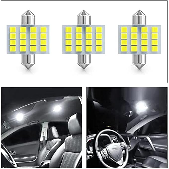 إكسفور لمبة سيارة ليد 8 قطع بيضاء فائقة السطوع بطرف مزدوج 2835 31 مم 16SMD لمبة إضاءة ليد للسيارة للداخلية وقبة خريطة صندوق السيارة - Image 4