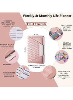 Y&D Weekly and Monthly Planner Dairy, Schedule with Time Slots, Appointment Book, Organizer Notebook & Productivity Journal Stickers, A5 Size Planner, Undated, Start Any (Pink)  - Image 2
