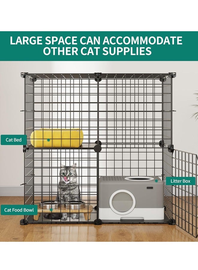 Cat Cage 2 Tier Indoor Cat Enclosures Kitten Cage DIY Pet Playpen Metal Kennel for 1-2 Cats DIY Cat Crate Playpen Indoor Detachable Anti-jumping Kitten Crate for Small Animal Kitty Bunny Travel - Image 3