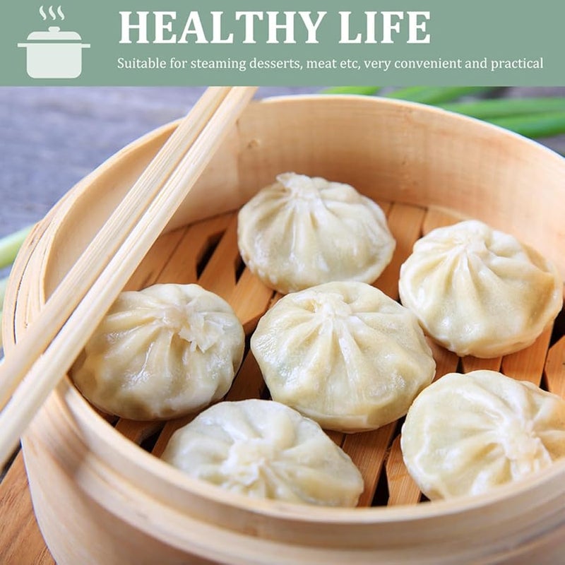 سفجل 22 سم سلة بخار مع غطاء قابلة لإعادة الاستخدام للزلابية والخضروات والديم سوم - Image 3