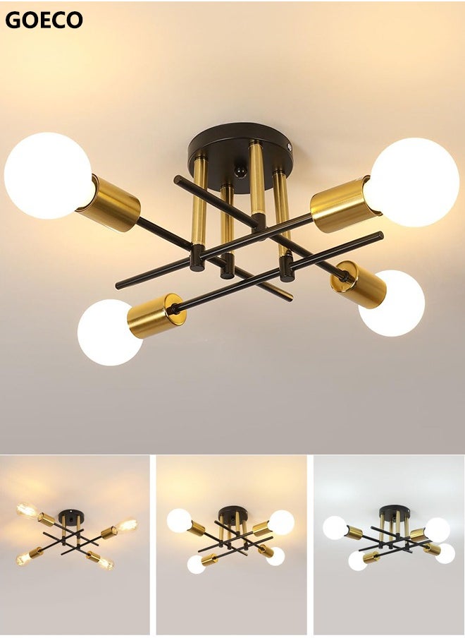 Goeco Industrial Ceiling Light, Vintage Ceiling Light E27 Metal Ceiling Lighting, 4 Modern Chandelier Lights (Bulb Not Included)  - Image 2