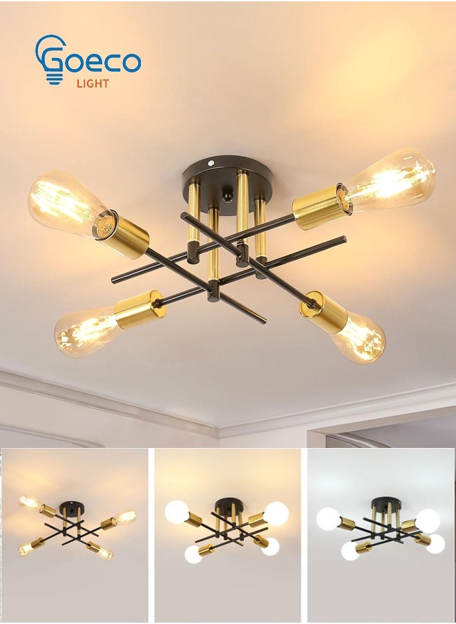 Goeco Industrial Ceiling Light, Vintage Ceiling Light E27 Metal Ceiling Lighting, 4 Modern Chandelier Lights (Bulb Not Included)  - Image 1