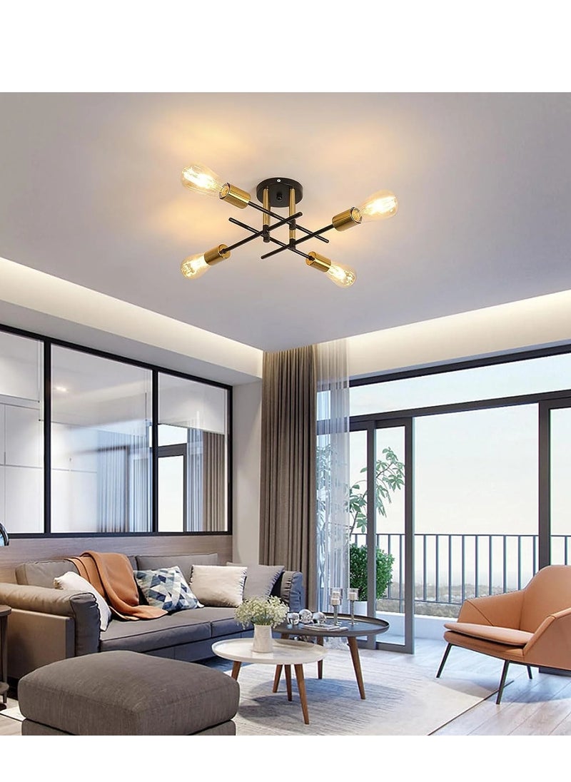 Goeco Industrial Ceiling Light, Vintage Ceiling Light E27 Metal Ceiling Lighting, 4 Modern Chandelier Lights (Bulb Not Included)  - Image 5
