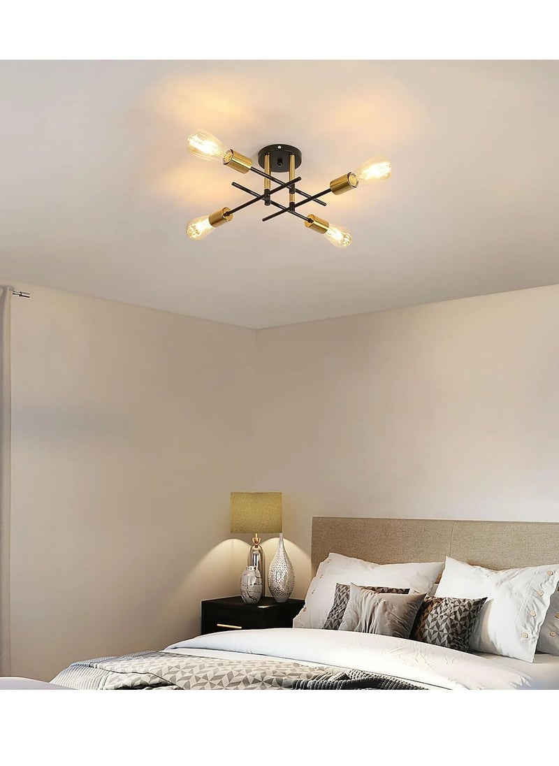 Goeco Industrial Ceiling Light, Vintage Ceiling Light E27 Metal Ceiling Lighting, 4 Modern Chandelier Lights (Bulb Not Included)  - Image 3