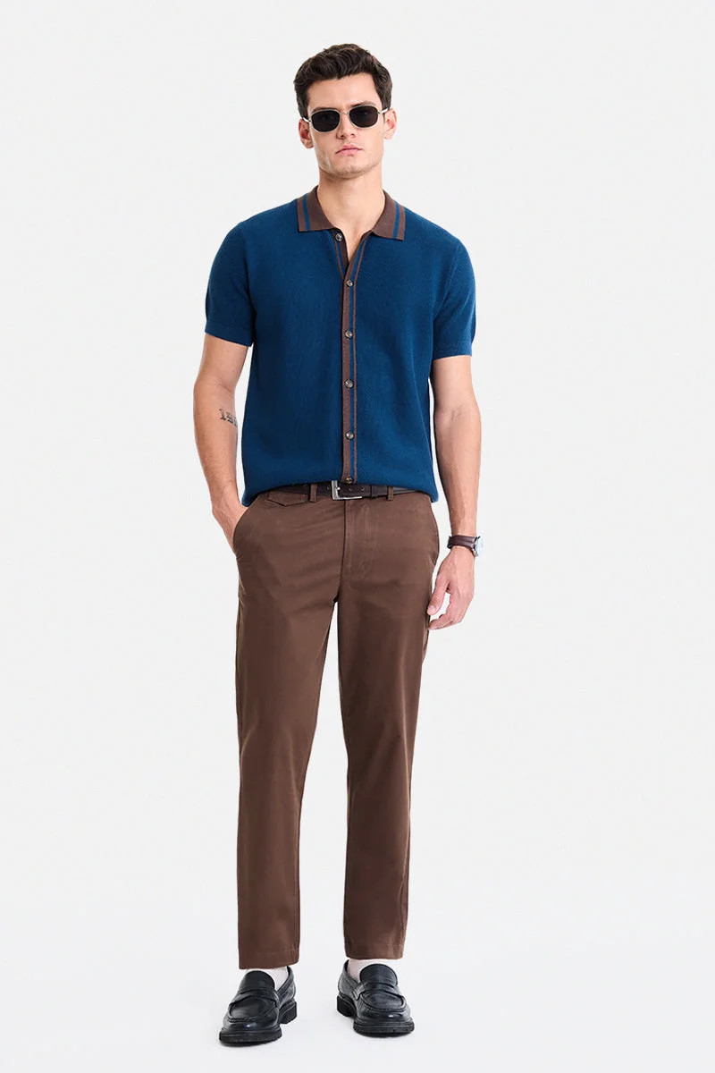 Snitch Brown Brown Solid Slim Fit Festive Trousers for Men | Best Price UAE