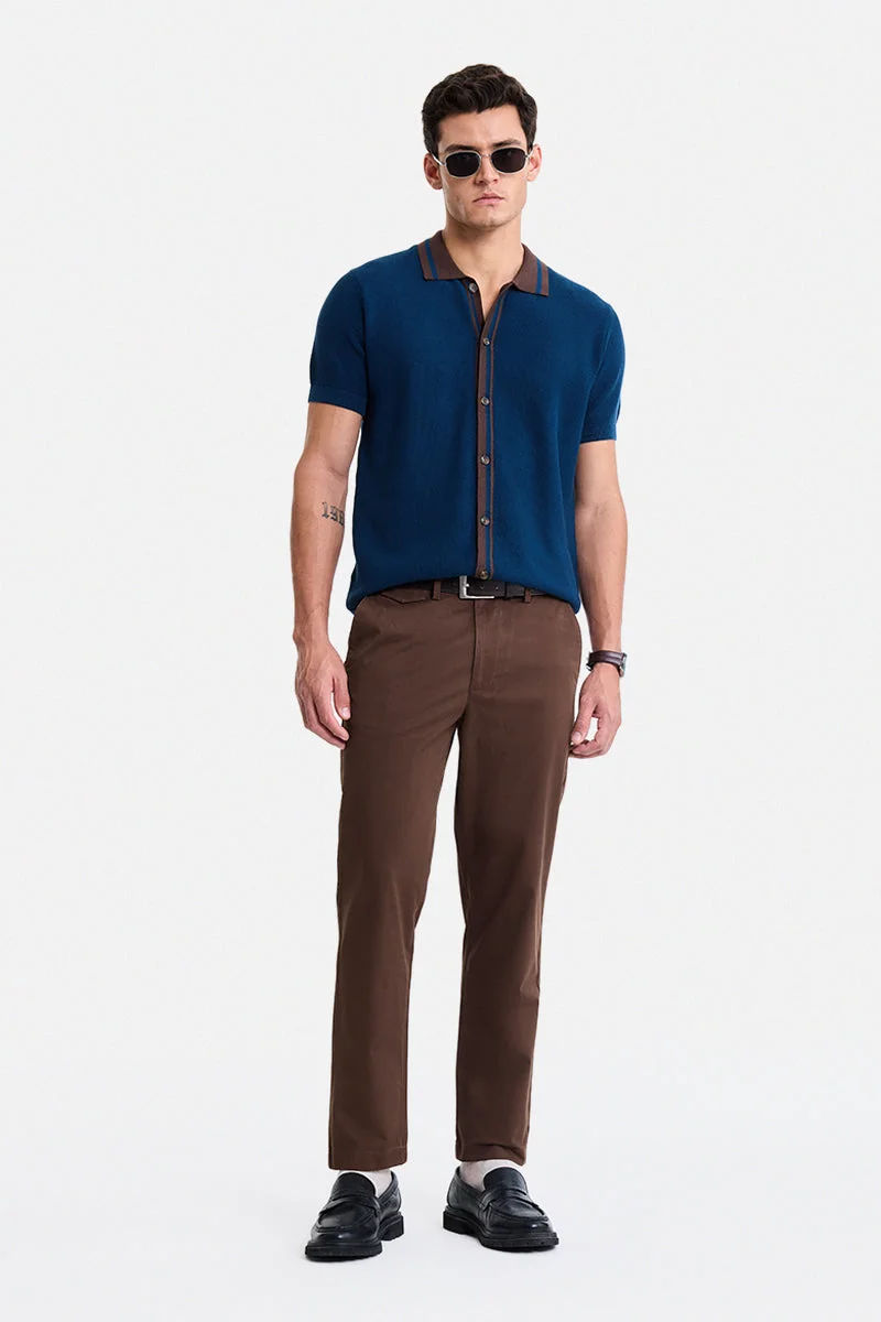 SNITCH Brown Solid Slim Fit Festive Trousers