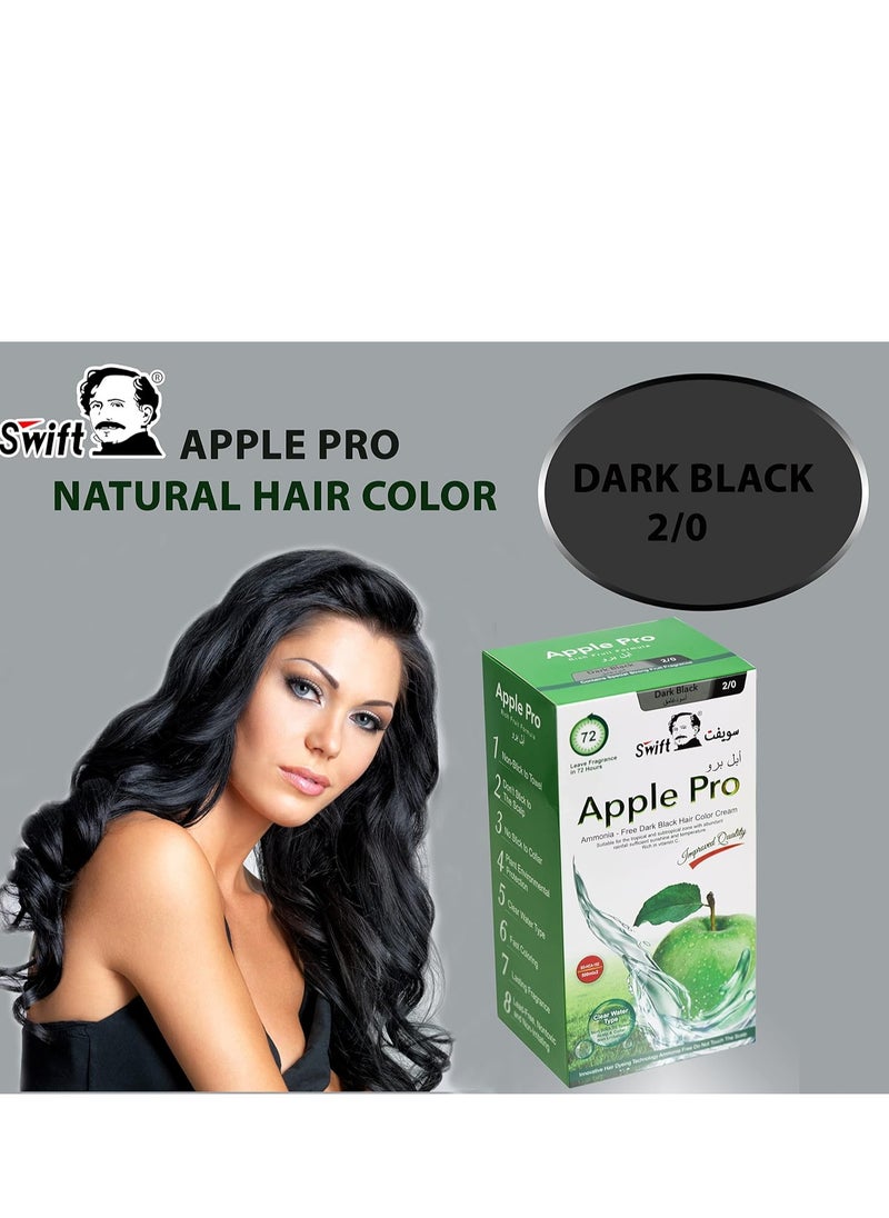 Swift Apple Pro Ammonia Free Dark Black Hair Color Cream 2/0 500mlx2  - Image 2
