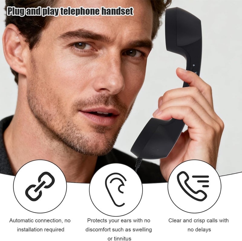 BTFO Retro Phone Handset for iPhone/Android, Type C Old School Cell Phone Receiver with Microphone & Speaker 90s Style Photos Prop for Mobile Phones (Black) - Image 5