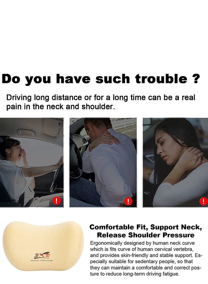 3 اكس ار وسادة دعم الرقبة للسيارة - مسند رأس من الإسفنج الذكي (Memory Foam) - وسادة دعم عنقي بتصميم مريح - قماش ناعم ومسامي - مسند رأس لمقاعد السيارات ومكاتب العمل والسفر - لتخفيف الألم ودعم القيادة - مقاس موحد (يناسب الجميع) - اللون: أسود - الموديل 5697 - Image 4