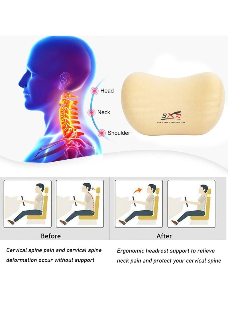 3 اكس ار وسادة دعم الرقبة للسيارة - مسند رأس من الإسفنج الذكي (Memory Foam) - وسادة دعم عنقي بتصميم مريح - قماش ناعم ومسامي - مسند رأس لمقاعد السيارات ومكاتب العمل والسفر - لتخفيف الألم ودعم القيادة - مقاس موحد (يناسب الجميع) - اللون: أسود - الموديل 5697 - Image 3