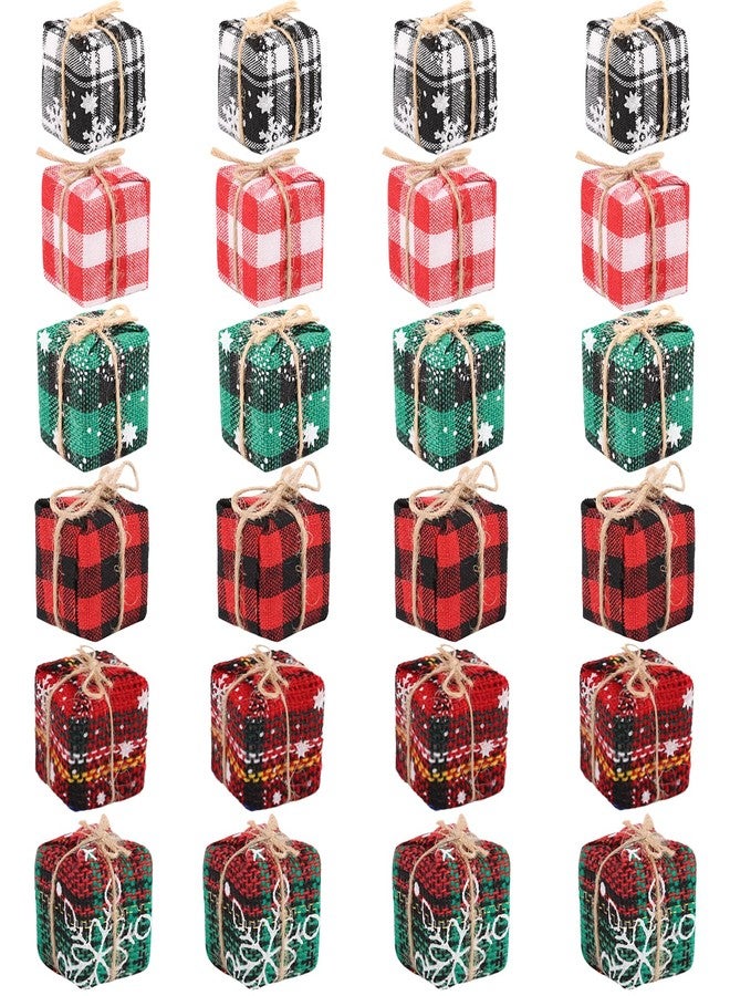 FOIMAS 24pcs Mini Christmas Tree Gift Boxes, 1 Inch Mini Buffalo Plaid Boxes Hanging Christmas Tree Decorations for Xmas Tree Crafts Party Decor, Multicolor - Image 1