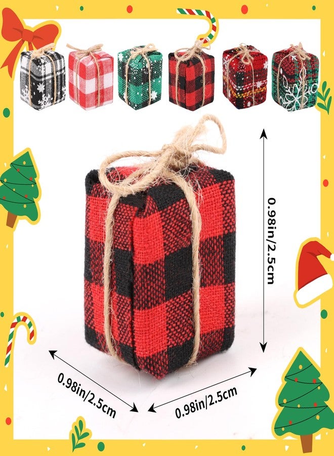 FOIMAS 24pcs Mini Christmas Tree Gift Boxes, 1 Inch Mini Buffalo Plaid Boxes Hanging Christmas Tree Decorations for Xmas Tree Crafts Party Decor, Multicolor - Image 2