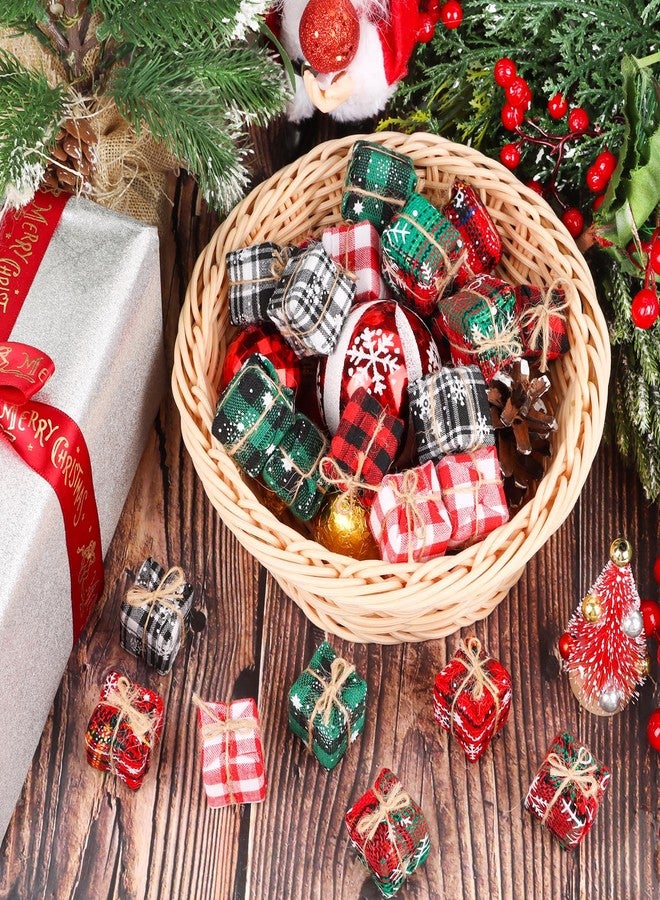 FOIMAS 24pcs Mini Christmas Tree Gift Boxes, 1 Inch Mini Buffalo Plaid Boxes Hanging Christmas Tree Decorations for Xmas Tree Crafts Party Decor, Multicolor - Image 3