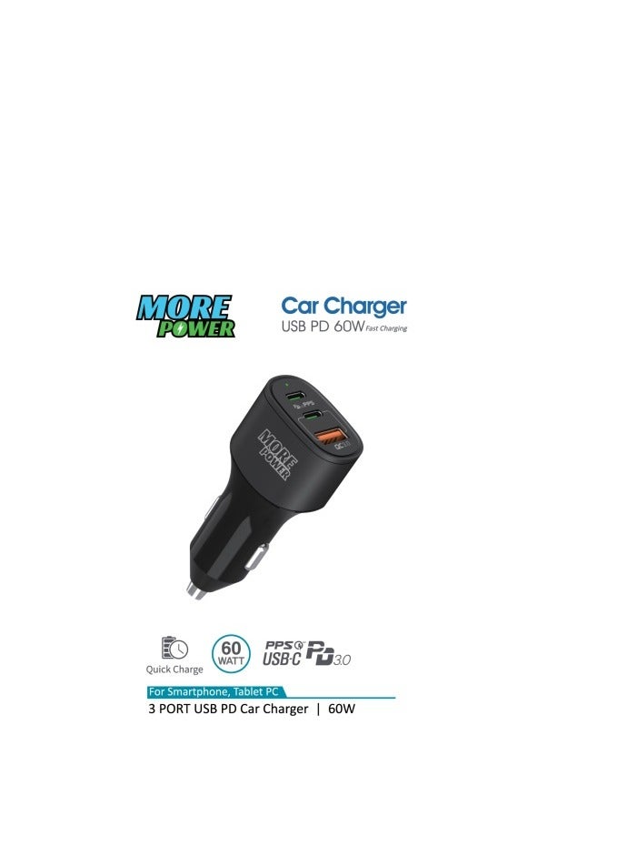 مور بور شاحن سيارة مور باور منفذين pd ومنفذ usb بقوة 60 واط يدعم تقنية الشحن السريع - Image 4