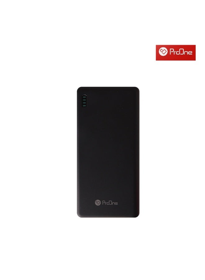 ProOne 10,000mAh Power Bank (PPB5124) – Portable Fast Charger with Dual Outputs (USB-A & Type-C), Dual Inputs (Type-C & Micro), Black - Image 2