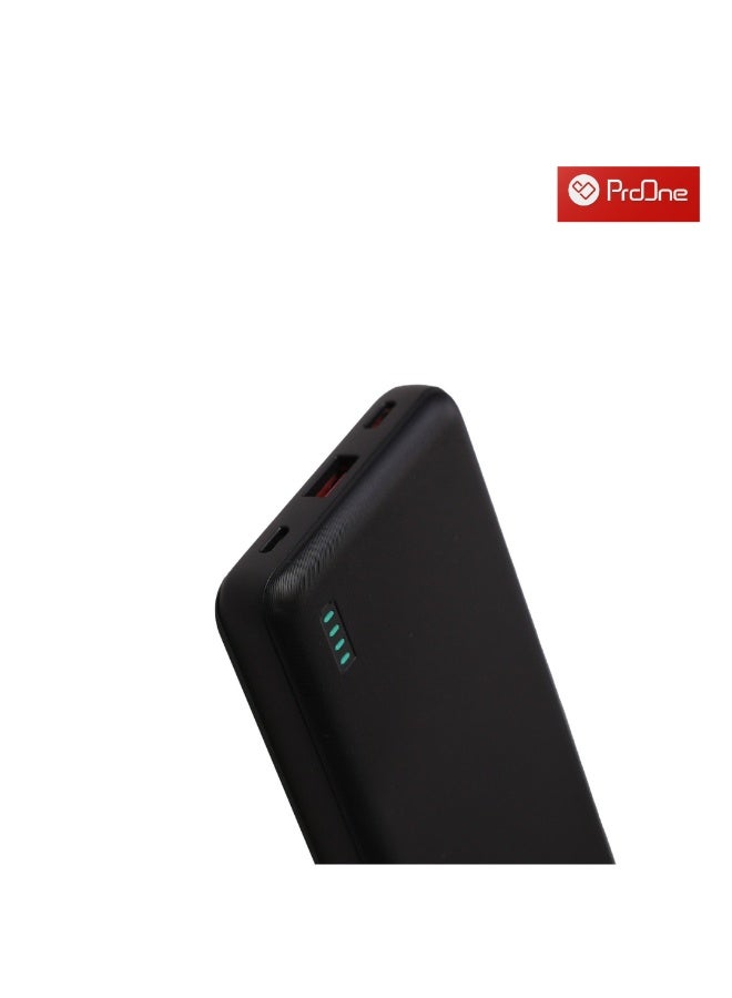ProOne 10,000mAh Power Bank (PPB5124) – Portable Fast Charger with Dual Outputs (USB-A & Type-C), Dual Inputs (Type-C & Micro), Black - Image 1