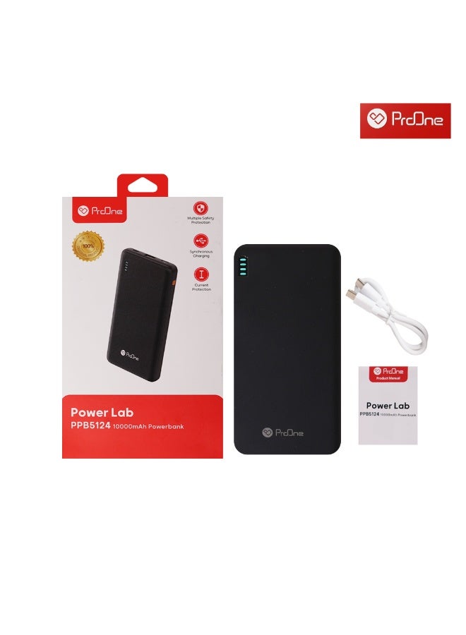 ProOne 10,000mAh Power Bank (PPB5124) – Portable Fast Charger with Dual Outputs (USB-A & Type-C), Dual Inputs (Type-C & Micro), Black - Image 4