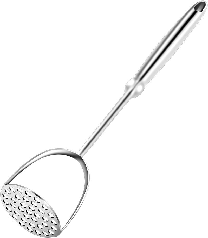 هراسة البطاطس من الفولاذ المقاوم للصدأ مع مقبض طويل لهرس الفاصوليا والأفوكادو والفواكه والخضروات، أداة مطبخ متينة من قطعة واحدة