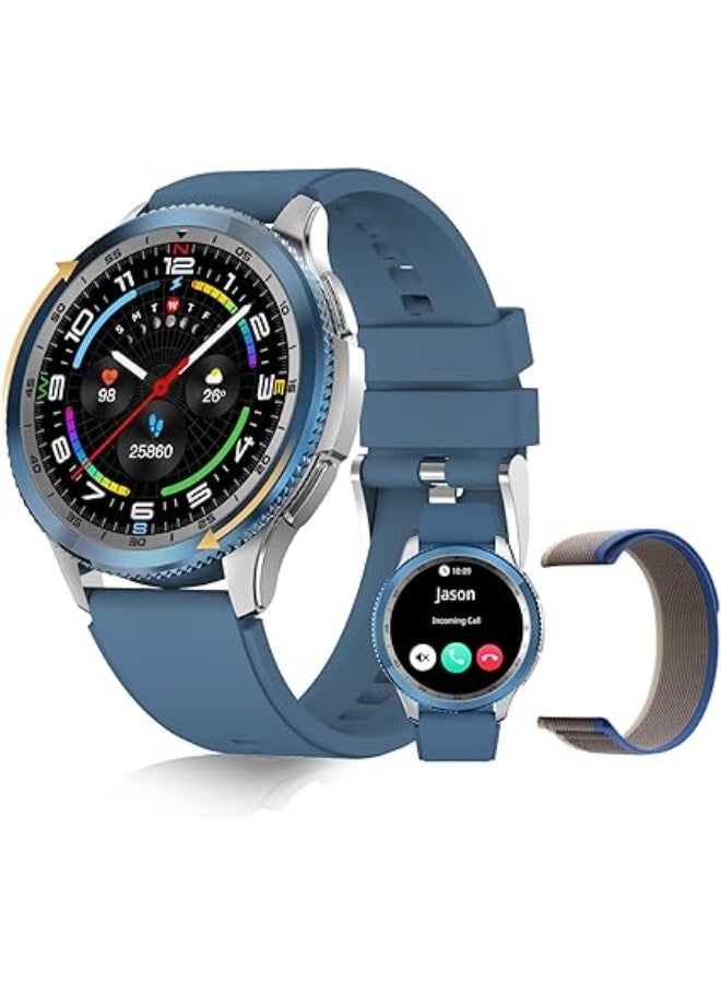PEJE Rotatable Dial Smart Watch, Smart Watch for Men(Answer/Make Call),1.43 AMOLED Screen,123+ Sport Modes, 3ATM Waterproof Watch,with SpO2/Heart Rate/Sleep Monitor, Compatible Android iOS (Blue) - Image 1