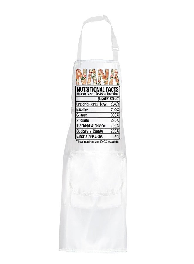 POFULL Nana Apron with Pockets Nana Housewarming Gift Nana Baking Apron (Nana Nutrition Apron) - Image 1