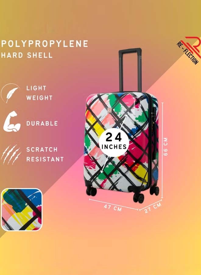 Reflection 24 Inch ABS and Polycarbonate Suitcase Lightweight Hardside Abstract Print Series Travel Luggage Trolley with 84L Storage Capacity 4 Spinner Wheels and TSA Lock Multicolor - Image 3