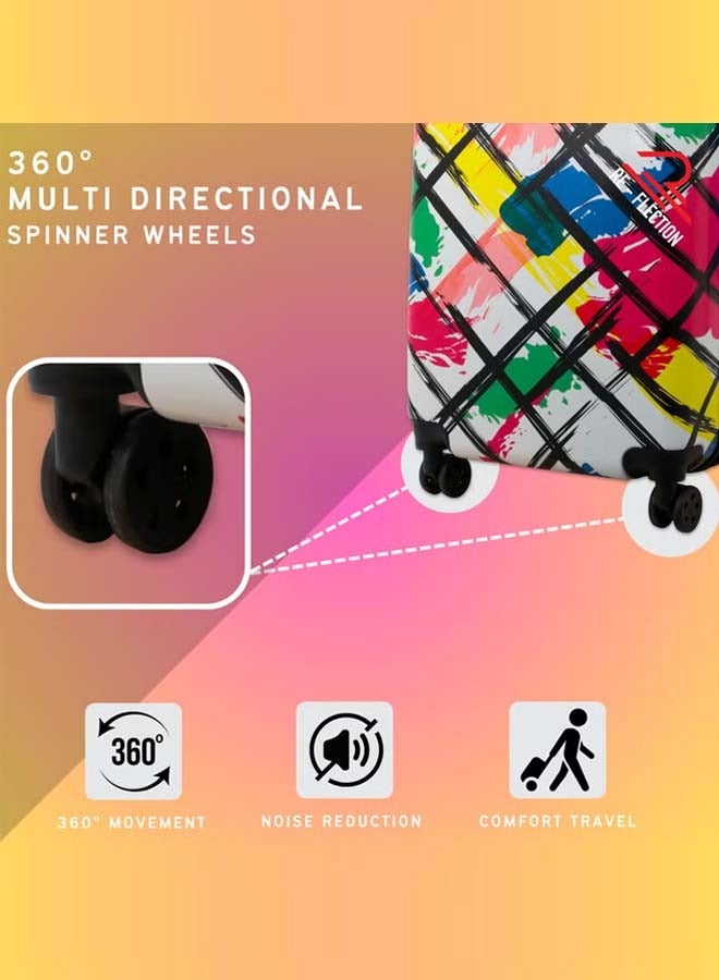 Reflection 24 Inch ABS and Polycarbonate Suitcase Lightweight Hardside Abstract Print Series Travel Luggage Trolley with 84L Storage Capacity 4 Spinner Wheels and TSA Lock Multicolor - Image 5