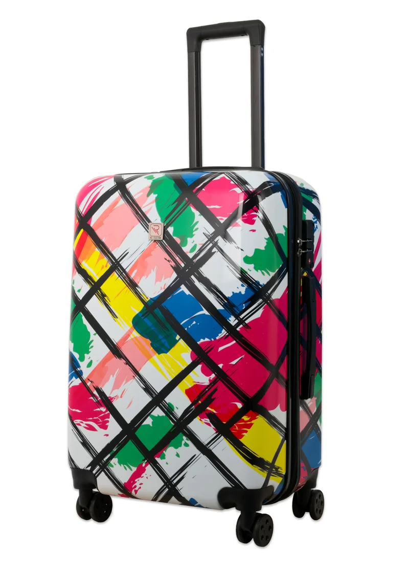 Reflection Reflection 24 Inch ABS and Polycarbonate Suitcase Lightweight Hardside Abstract Print Series Travel Luggage Trolley with 84L Storage Capacity 4 Spinner Wheels and TSA Lock Multicolor