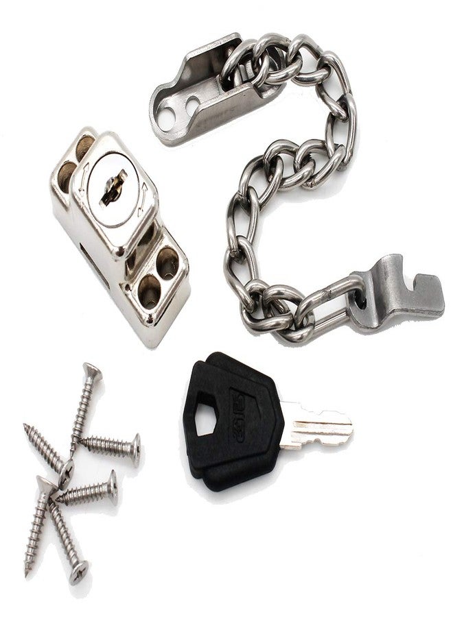 dingchi (100pcs) Stainless Steel Window Chain Lock Guard Door Restrictor Child Safety Security Chain Lock for Flat Open Windows Anti theft Home Hardware Opening Restrictor Lock with Key (1PCS) - Image 5