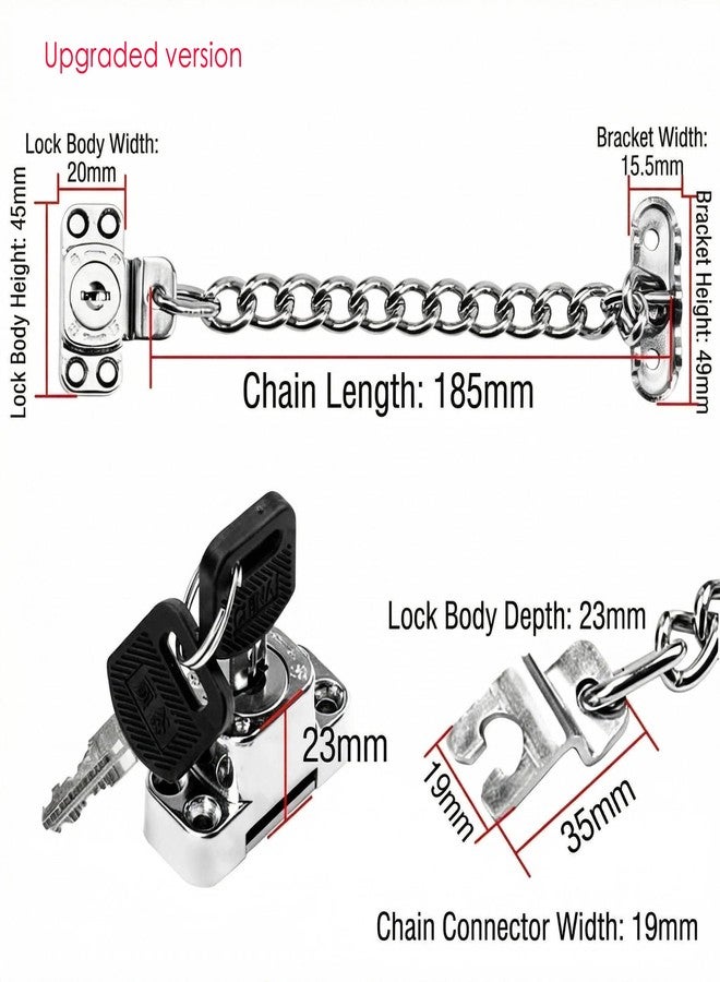 dingchi (100pcs) Stainless Steel Window Chain Lock Guard Door Restrictor Child Safety Security Chain Lock for Flat Open Windows Anti theft Home Hardware Opening Restrictor Lock with Key (1PCS) - Image 4