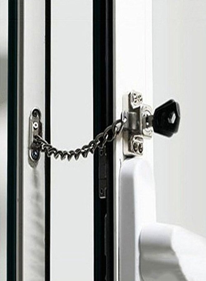 dingchi (100pcs) Stainless Steel Window Chain Lock Guard Door Restrictor Child Safety Security Chain Lock for Flat Open Windows Anti theft Home Hardware Opening Restrictor Lock with Key (1PCS) - Image 3