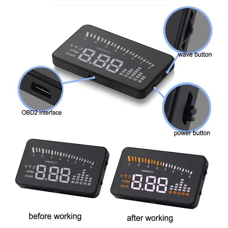 comfrt Heads Up Display for Car, Car Truck OBD II HUD Head Up Display Color LED Projector Speed Warning System Gps Heads Up Display For Cars - Image 2