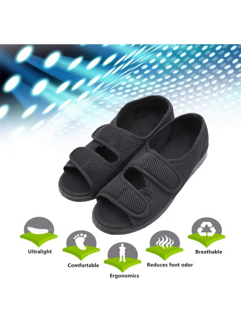 XiuWoo Diabetic Shoes, Extra Wide Width Open Toe Sandals, Adjustable Arthritis Edema Slippers for for Swollen Feet, Arthritis, Elderly - Image 4