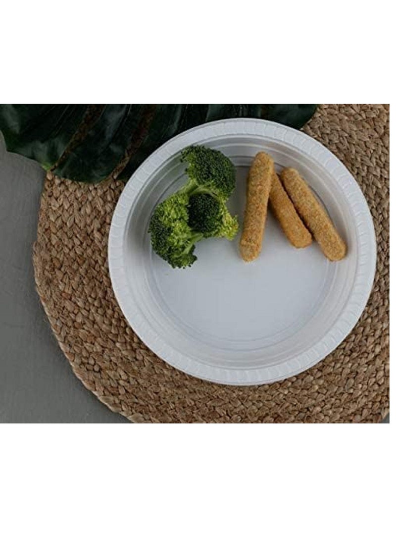 Disposable White 7 Inch Plastic Appetizer Plates  100 Ct