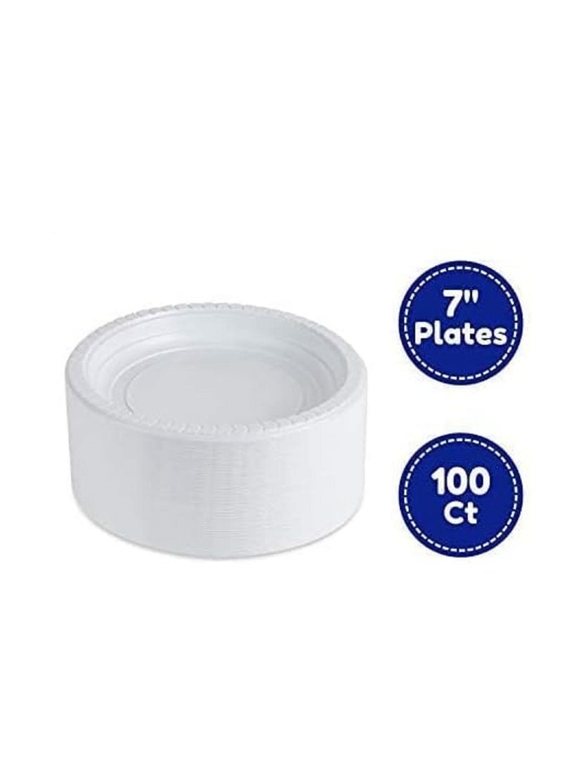 Disposable White 7 Inch Plastic Appetizer Plates  100 Ct