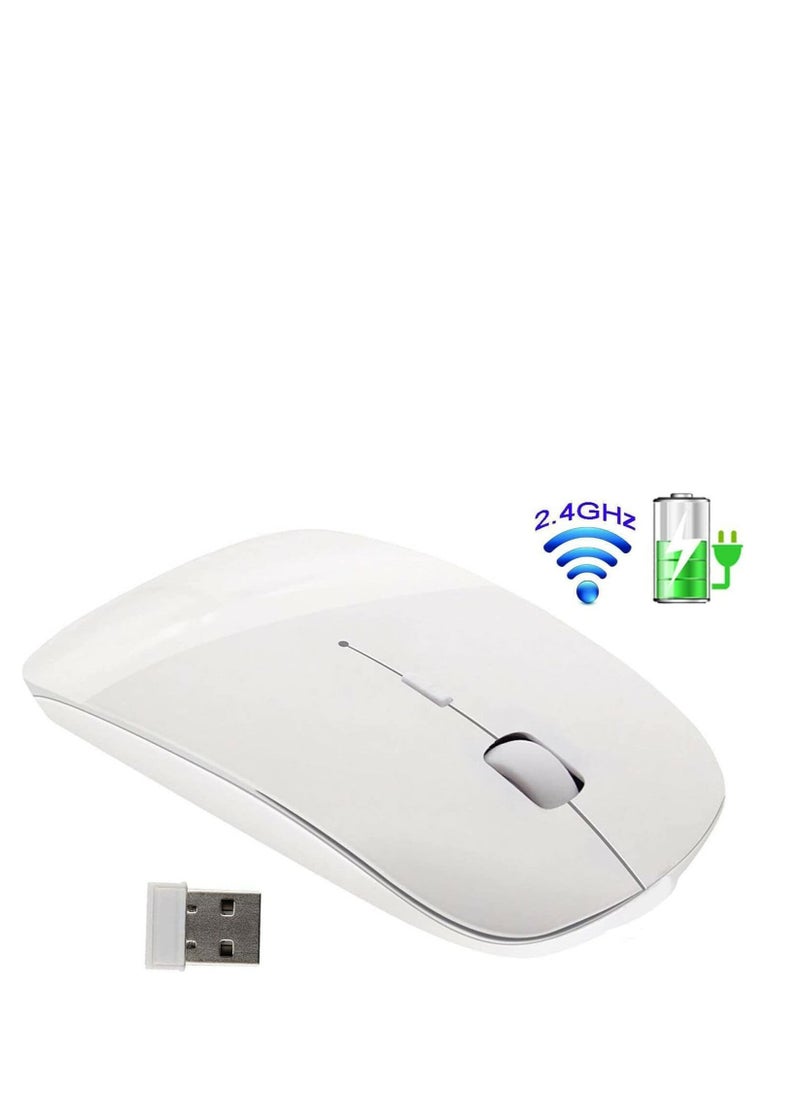 GULFLINK Wireless 2.4G Mouse Ultra-thin Silent Mouse Portable and Sleek Mice Rechargeable Mouse 500 MAH White  - Image 4