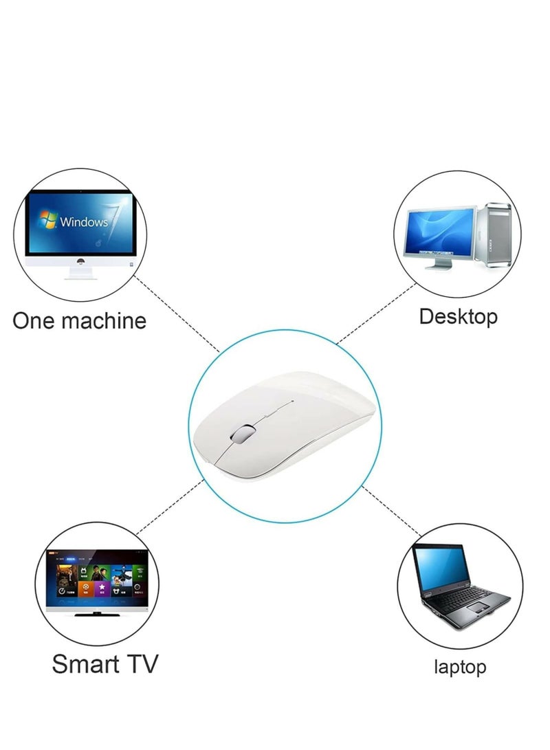 Wireless 2.4G Mouse Ultra-thin Silent Mouse Portable and Sleek Mice Rechargeable Mouse 500 MAH White