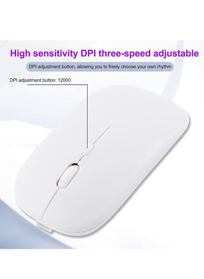 GULFLINK Wireless 2.4G Mouse Ultra-thin Silent Mouse Portable and Sleek Mice Rechargeable Mouse 500 MAH White  - Image 3
