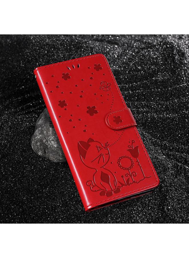 S-TOP Case For Motorola Moto G35 Cat and Bee Embossed Flip Leather Phone Case - Image 2