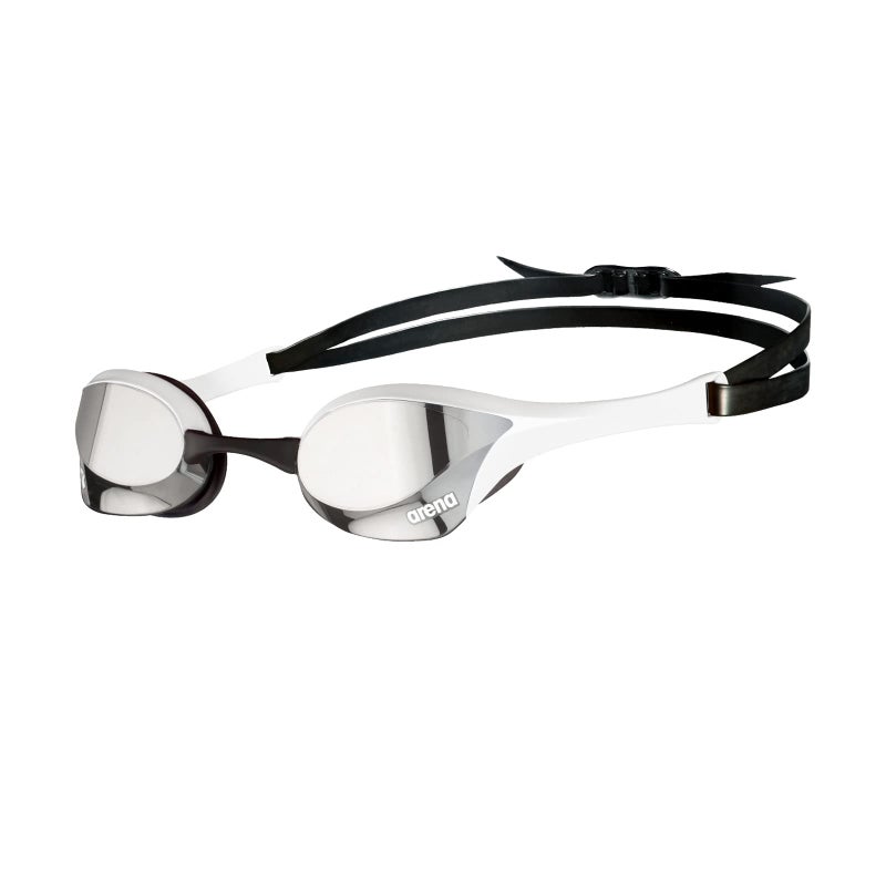 ARENA Unisex Cobra Ultra Swipe Racing Swim Goggles for Adult Men Women Anti-Fog Technology Polycarbonate Hard Mirrored Lens Professional Athlete Gear, Silver/White - Image 1