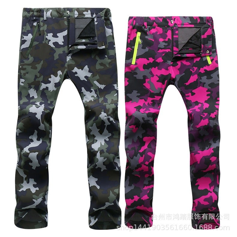 Gong Ban Wu Biao Men's Outdoor Softshell Fleece-Lined Winter Hiking Ski Pants, Windproof Thermal Trousers, Plus Size, Unisex - Image 4