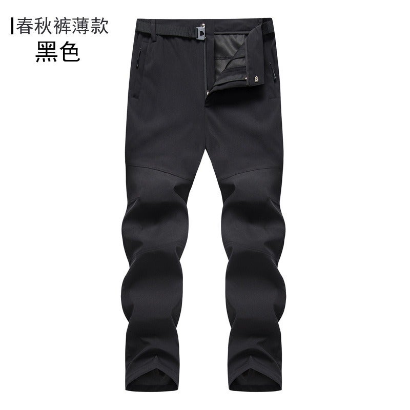 Gong Ban Wu Biao Men's Outdoor Softshell Fleece-Lined Winter Hiking Ski Pants, Windproof Thermal Trousers, Plus Size, Unisex - Image 1